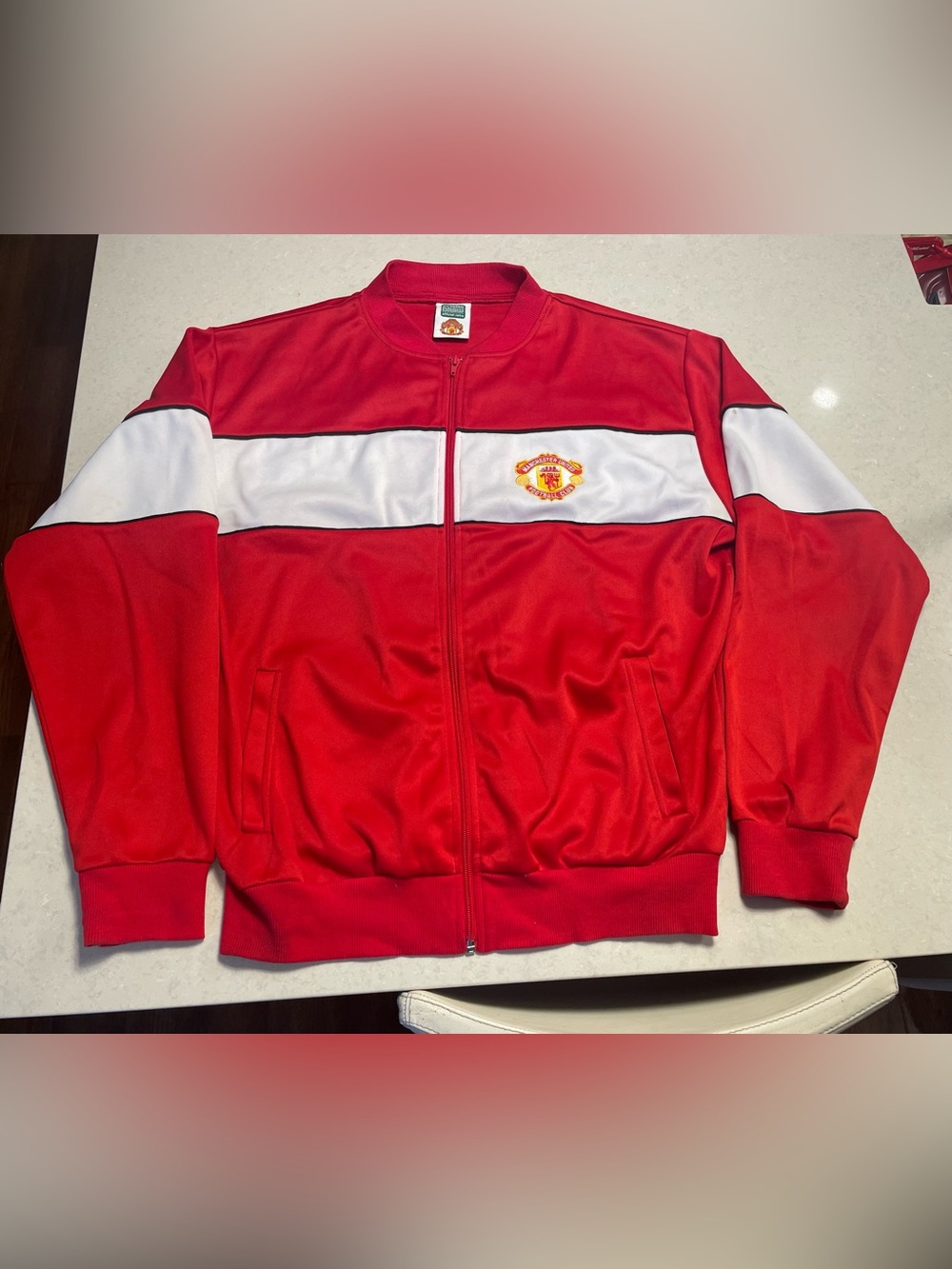 Men's XL Manchester United Football ClubTrack Jacket with Embroidered Crest